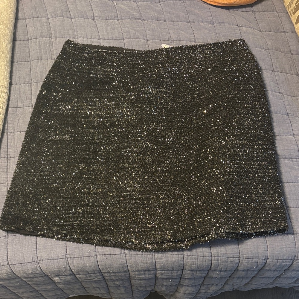 Anthropologie Black Sparkle Mini Skirt